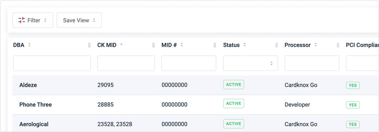 New Cardknox MID Column