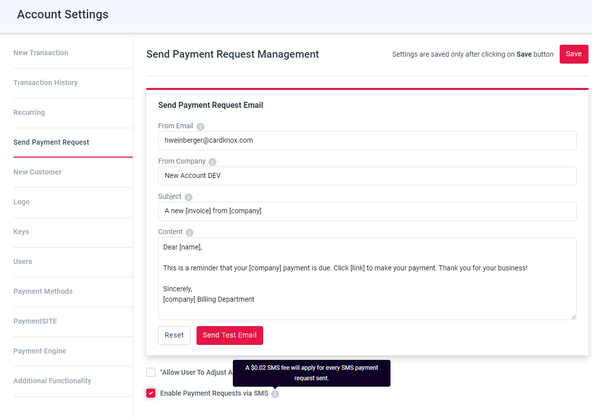 Payment Request SMS Messages