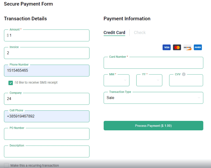 SMS Transaction Receipts