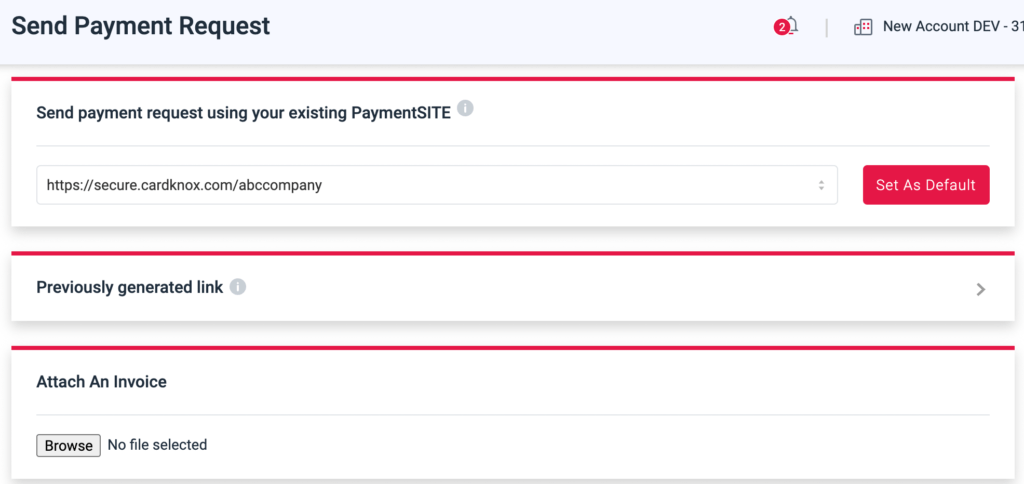 upload and send payment request